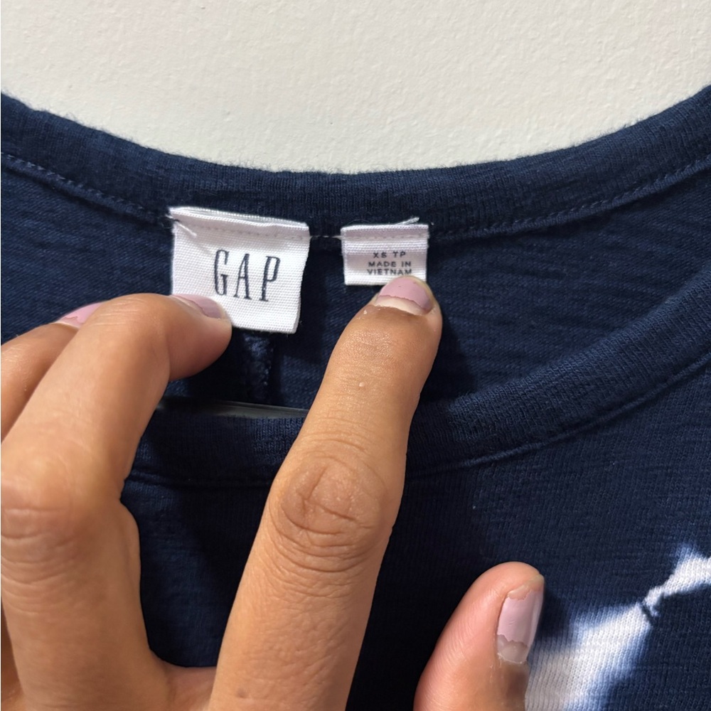 GAP Blue and White Casual Midi T-Shirt Dress - Picture 4 of 4